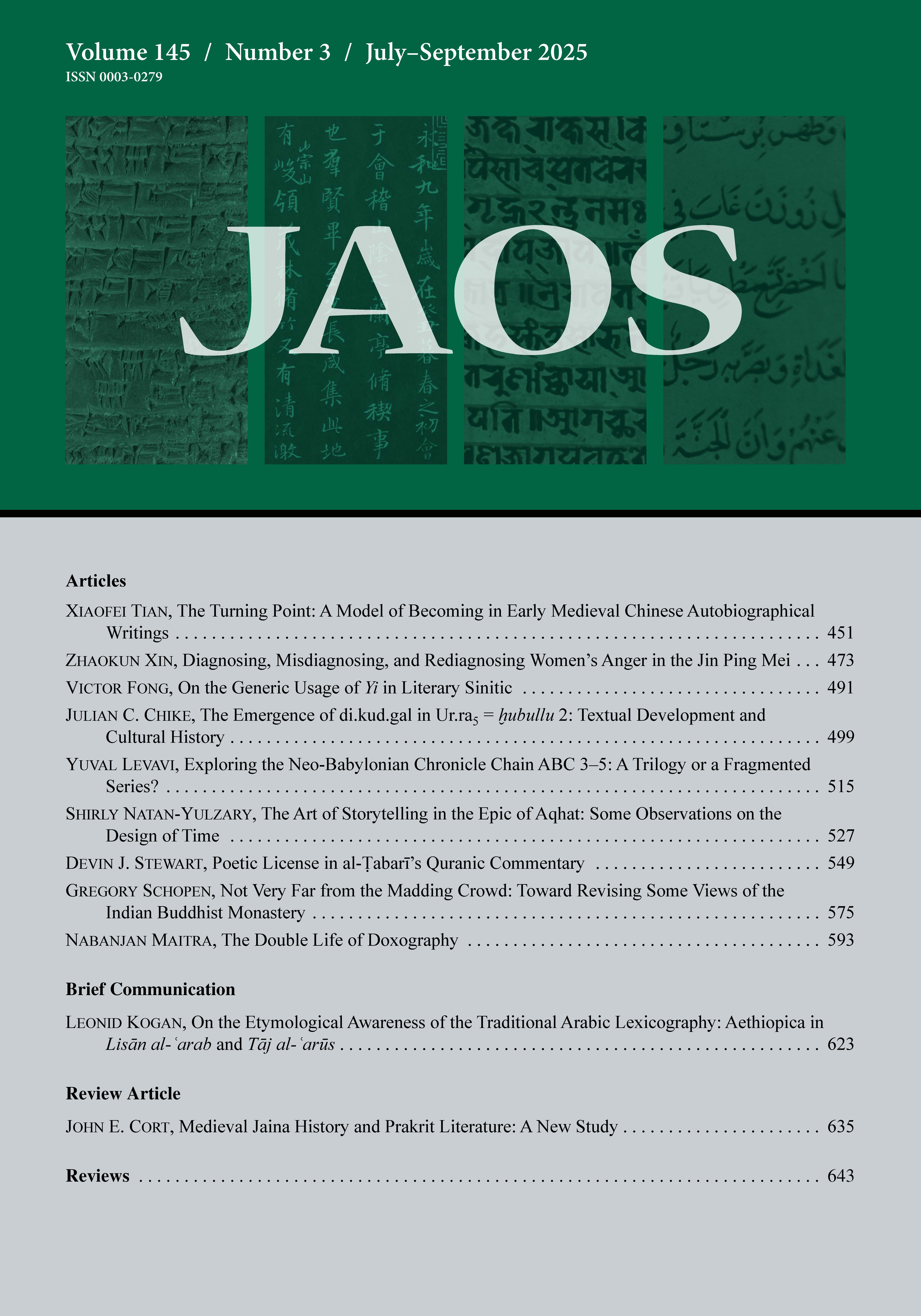 Cover for JAOS 144.3